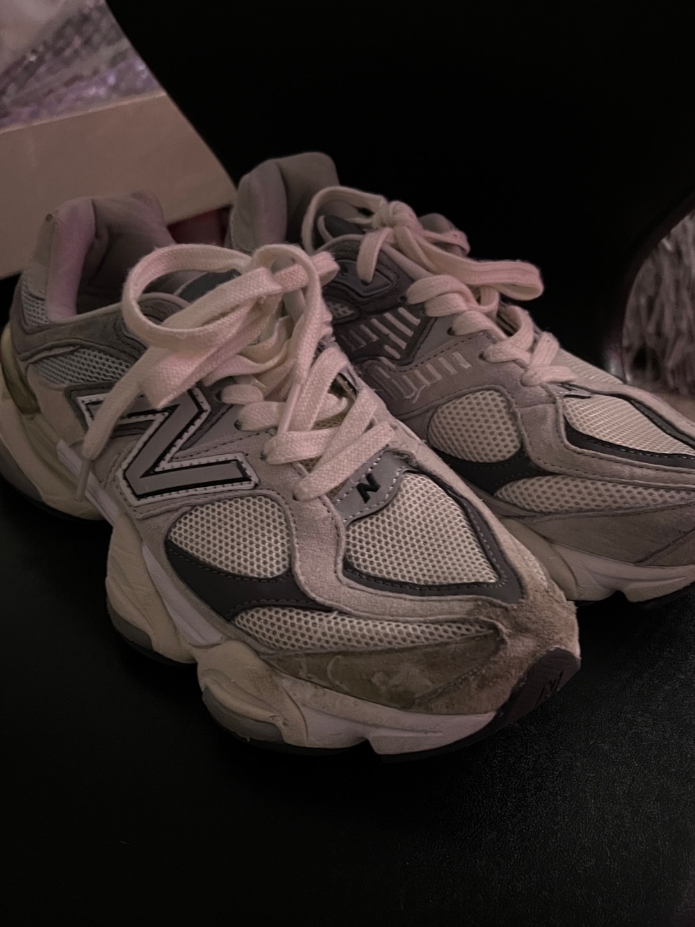 New Balance Women’s Neutral Grey Mesh & Suede Athletic Sneakers - Picture 2 of 7